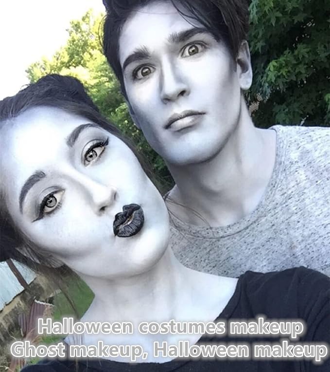 Go Ho Grey Face Body Paint Washable (2.37oz/pc),Water Based Cream Grey Face Paint,Gray Body Paint for SFX Cosplay Costumes Festivals Halloween Vampire Zombie Makeup