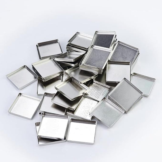 50 Pcs Empty Square Metal Pans, Makeup Palette