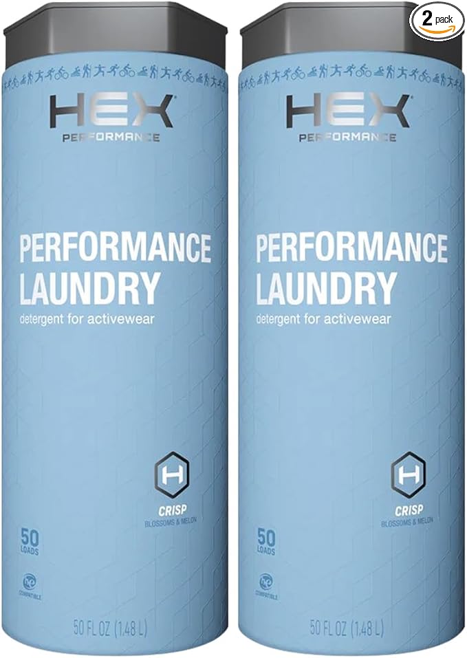 HEX Performance Laundry Detergent, Crisp, 100 Loads (Pack of 2) - Designed for Activewear, Eco-Friendly, Concentrated Formula