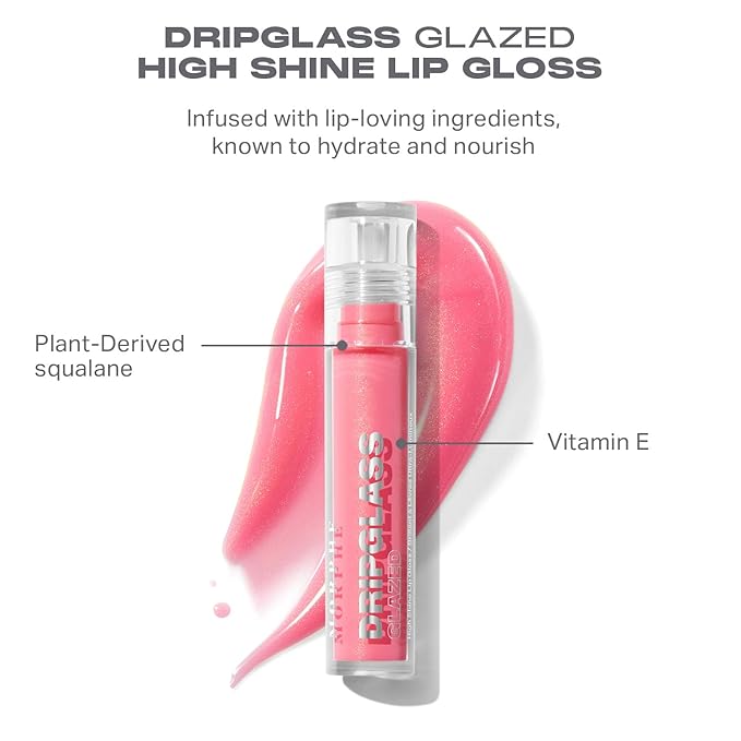 MORPHE Dripglass High Shine Lip Gloss - Semi-Sheer or Full Coverage Lip Color with Glass-Like Shine and Nonsticky Finish - Infused With Squalane & Vitamin E - Polished Peach (0.13 Fl Oz)