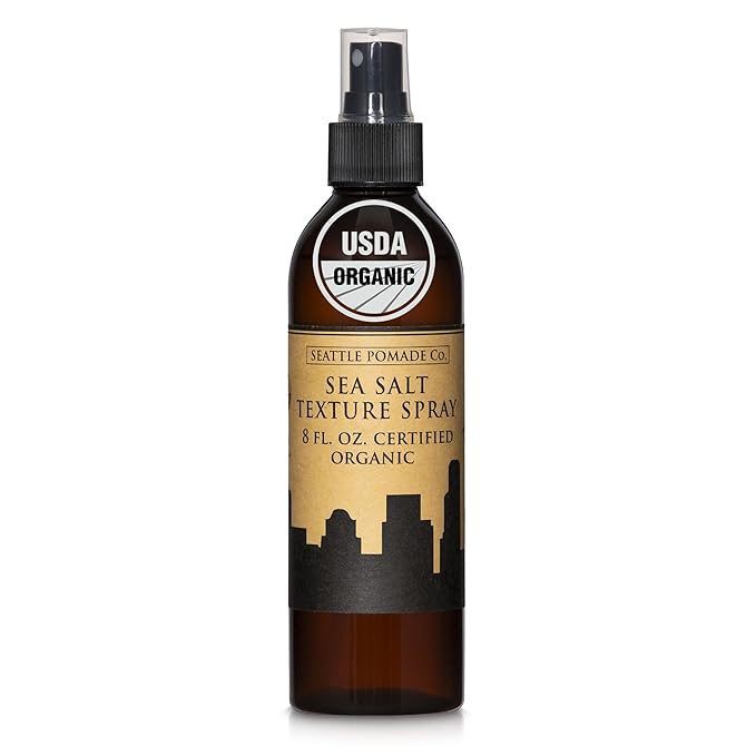 Seattle Pomade Co. Certified Organic Sea Salt Texture Spray. Made with organic materials from around the world.