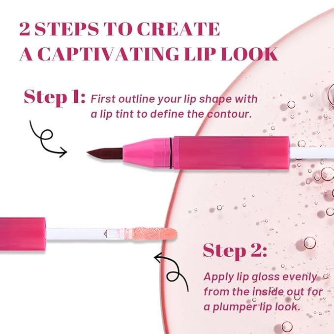 evpct ‌Antique Rose Matte Liquid Lipstick Marker Pen Lip Liner Set with Glitter Lip Oil, 2in1 Lipgloss Lipstick Long Lasting Waterproof for Women, Longwear Lips Stain 24hr Original Smudge Proof labial