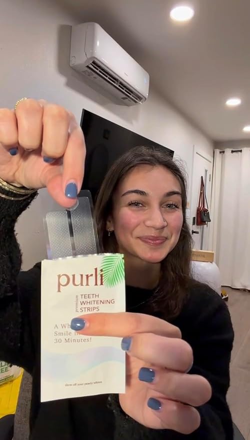 Purli Teeth Whitening Strips 9-Day Treatment – Natural Coconut Oil, Professional Effects, Gum & Enamel Safe, Dry Strip