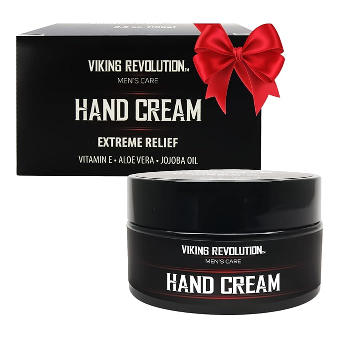 Viking Revolution Men's Hand Cream - Repair Cream for Dry, Cracked Hands - Aloe Vera Treatment with Vitamin E (3.5oz)