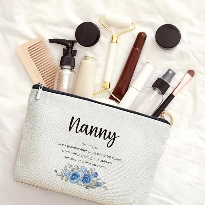 MOTERMATE Nanny Gifts Makeup Bag, Gifts for Nanny from Grandkids Cosmetic Bag for Women, Best Grandma Gift for Christmas from Grandson Granddaughter Toiletry Bags Zipper Makeup Pouch