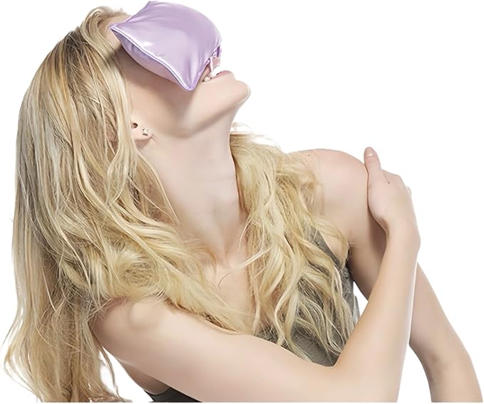SereLune Lavender Eye Pillow, Hot or Cold Weighted Satin Eye Mask, Microwaveable Moist Heat Eye Compress, Washable Eye Pillow for Sleeping, Yoga, Meditation, Migraine Relief, Pack of 2(Lavender)