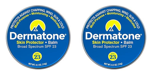 Dermatone Skin Protector Balm | Classic Tin 2-Pack | All Year Long Skin Barrier Protection | Moisturizing | Heals & Repairs | SPF23 | Ski Balm | Advanced Skin Therapy, 0.5 oz