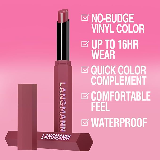Jolilab 10Pcs Velvet Matte Lipstick Nude Matte Soft Dark Color Stick High Pigmented Long-Lasting Waterproof Lip Stick Lip Balm Beauty Cosmetics Gift for Women(Curated 10-Shade Set)