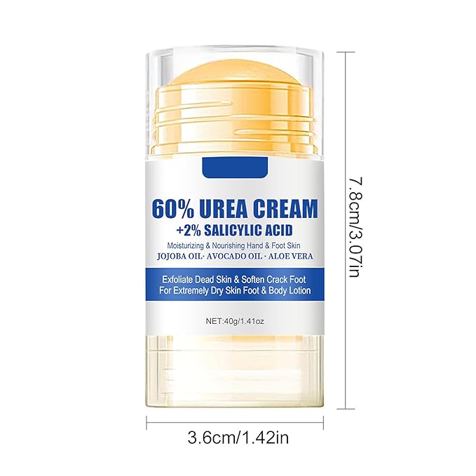 2pcs Urea Cream Stick 60% plus Salicylic Acid 2%, Maximum Strength Urea Foot Cream for Dry Cracked Heels, Feet Callus Remover, Hands Knees Exfoliating Dead Skin, Softening Skin Moisturizer Lotion