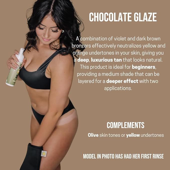 Bronze Cactus Chocolate Glaze Self-Tanning Mousse – Rich Medium Bronzed Foam | Streak-Free, Non-Sticky, Unscented | Instant Dark Chocolate Glow for Face & Body, With Natural Colour-Fix Technology