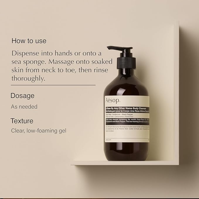 Aesop A Rose By Any Other Name Body Cleanser | Gentle Shower Gel with Rose Petal Essential Oil Blend to Soften & Hydrate Skin | 500 mL / 16.9 oz (Pack of 3)
