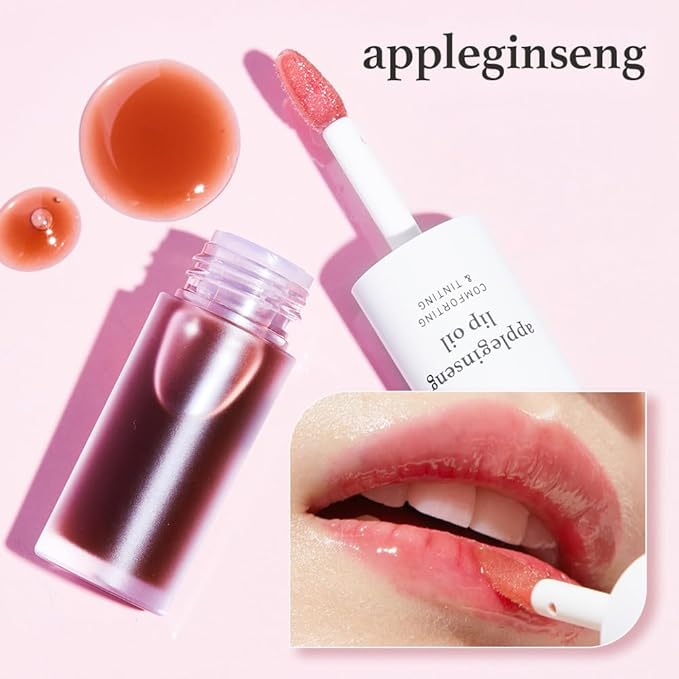 NOONI Korean Hydrating Lip Oil - Appleginseng | Lip Stain, Gift, Long-Lasting, Moisturizing, Plumping, Revitalizing for Dry Lips, Waterproof, No Peel Off, Korean Lip Tint 0.12 Fl Oz