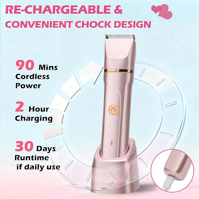 Bikini Trimmer for Women - Flawless Electric Razors for Women for Facial Hair, Pubic Hair & Legs, Waterproof Electric Shaver with Ceramic Blades, Travel-Friendly Perfect Gromming Gift for Her