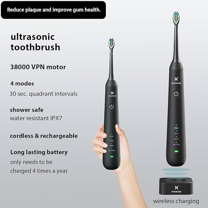 2-1 Oral Clean Kit- Water Dental flosser & Electric Toothbrush Combo- Brushing & Flossing- for Teeth Cleaning and Gum Health (Black)