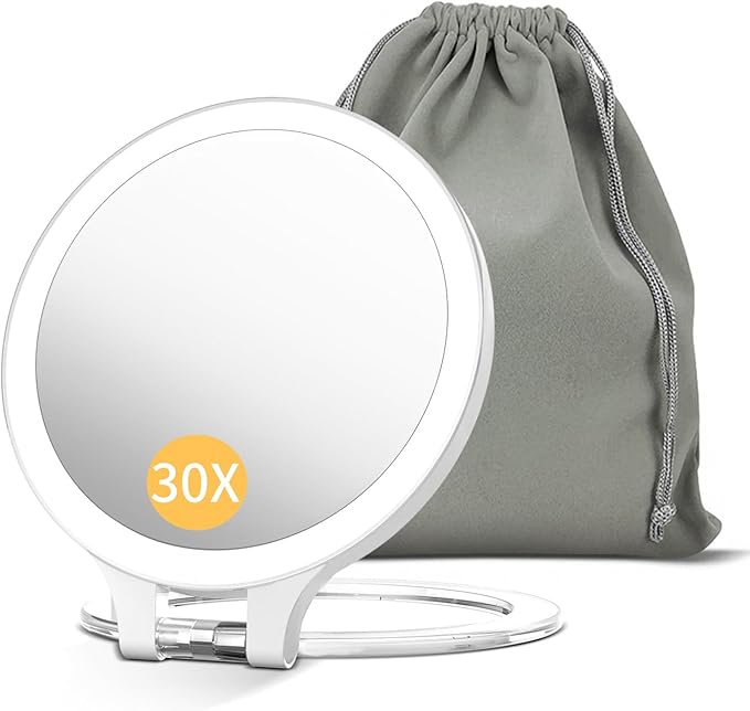 FASCINATE Magnifying Mirror 10X 1X Double Sided Magnification Makeup Vanity Mirror Rechargeable Lighted Mirror with 3 Color Setting Adjustable Rotation LED Vanity Desk Mirror