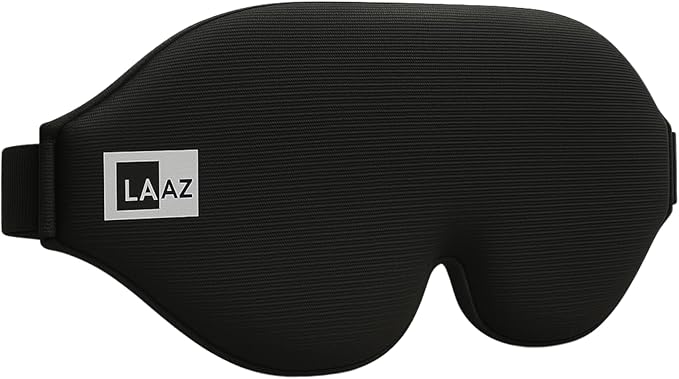LAAZ Sleep Mask for Side Sleepers ,3D Contoured Eye Mask with Zero Eye Pressure, True Blackout Light Blocking, Breathable Memory Foam Night Mask with Adjustable Strap for Men & Women