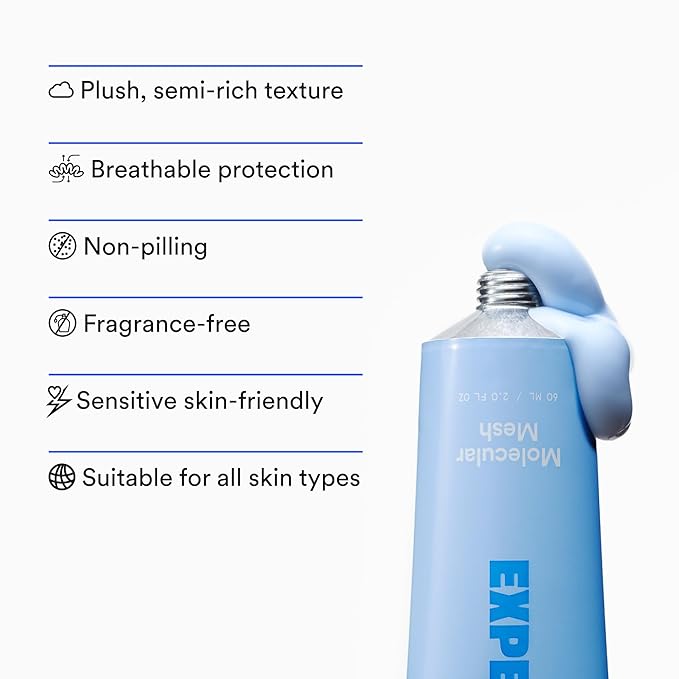 Experiment Molecular Mesh Barrier Repair Face Moisturizer - Soothing Lightweight Face Cream for Strength, Redness, & Irritation - Ectoin, Phytosphingosine, Centella 2 FL OZ - Vegan for Sensitive Skin