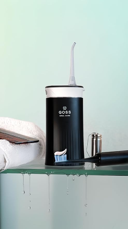 Goss Oral Care Portable Water Flosser for Teeth Cleaning – Cordless, Rechargeable Water Flosser for Travel, Braces, Implants, Crowns & Gum Health