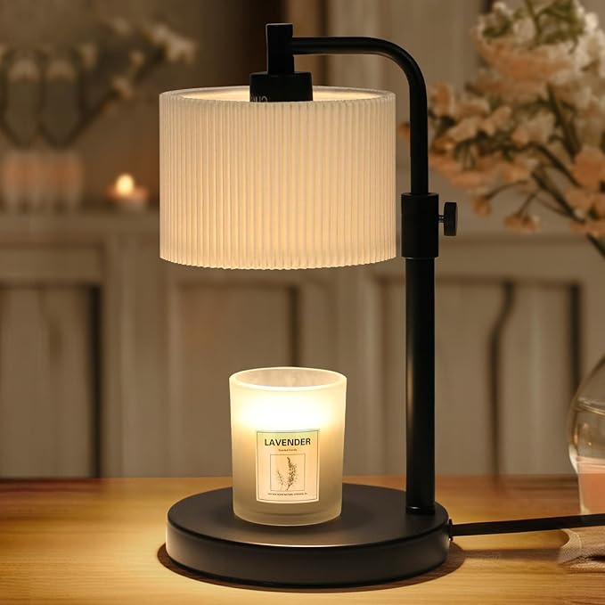 Candle Warmer Lamp with Timer, Candle Wax Warmer Adjustable Height Candle Lamp Warmer for Jar Candles, Christmas Gifts House Warming Gifts for Women (Black-Upgrade)