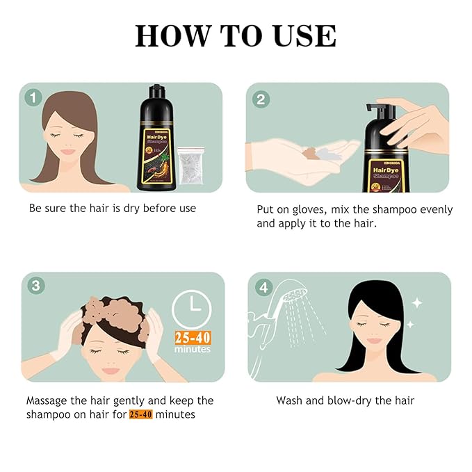 Black Tea Hair Dye Shampoo 3 in 1 for Gray Hair, Long-lasting & Natural Hair Color Shampoo, Herbal Ingredients Natural Shampoo Hair Dye Effect in Minutes, Gifts for Men Women 500ml