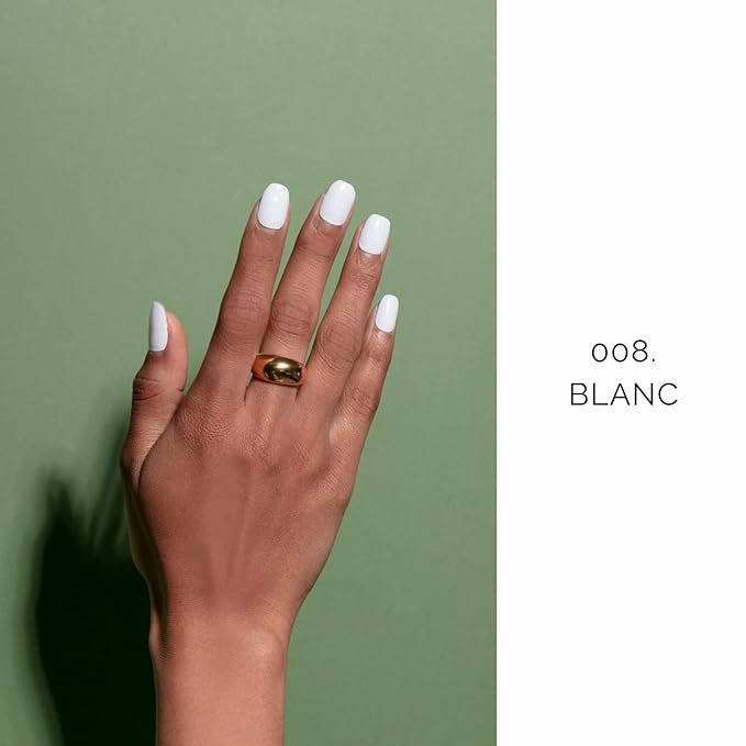 NAILOG Semi Cured Gel Nail Strips (20 Extra Long Polish Stickers/Wraps) │ Glossy & Long Lasting Soft Gel Finishing (Blanc)