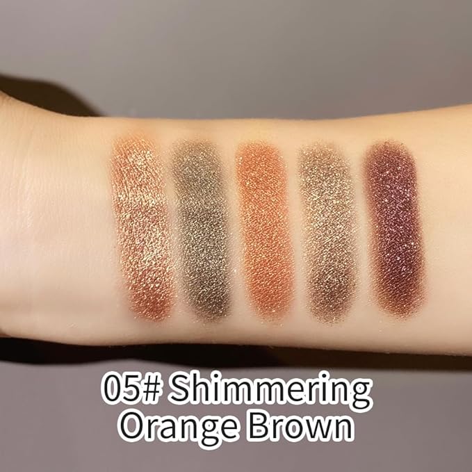 5 Colors Glitter Shimmer Eyeshadow Palette, High Pigment Sparkly Metallic Eye Makeup with Rose Quartz, Silver Champagne, Coral Pink, Taupe Gold & Plum Silver Shades for Festival, Party & Glam Looks 5