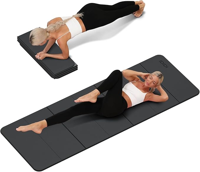 Foldable Yoga Mat Extra Thick 0.32 Inches Eco-Friendly POE Material, Non-Slip Design Fitness Mats, Multi-Purpose Workout Mats For Studio or Home Use (70 x 24 x 0.32 inches）