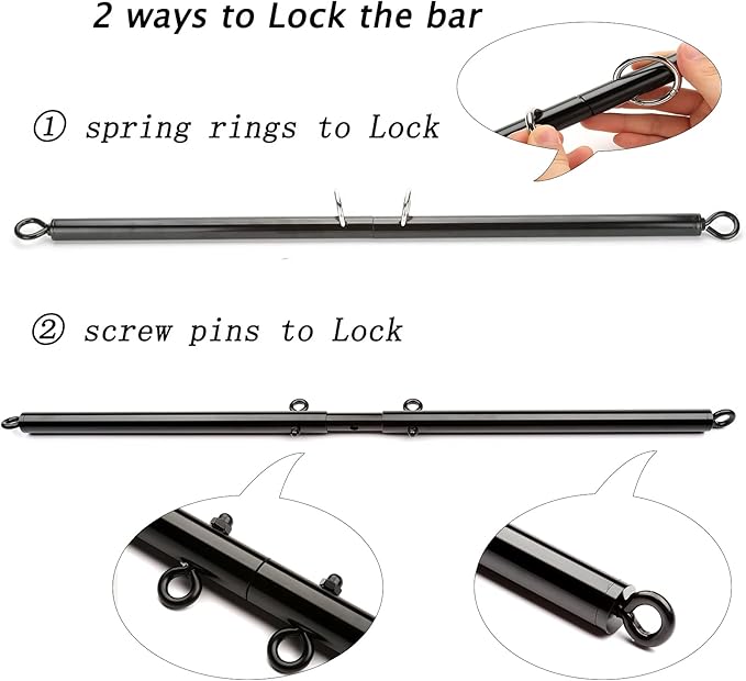 Black Portable Exercise Spreader Bar with 4pcs PU
