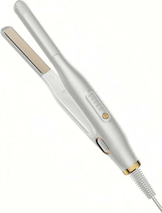 Mini Flat Iron for Short Hair, 1/2 inch Ceramic Plates Small Flat Irons for Short Hair, Fast Heating Anti-Frizz, Temperature Adjustable Auto-Off, Travel Size Mini Hair Straightener, White