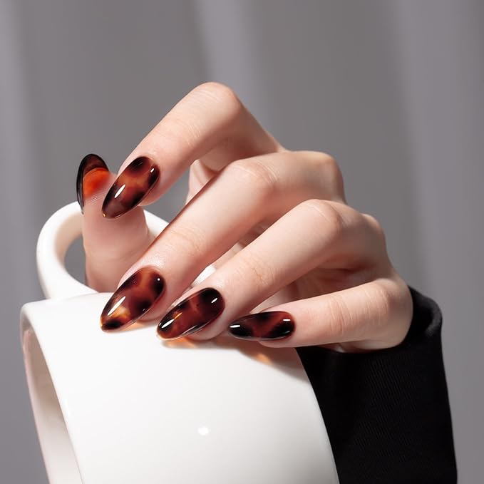 MAYCHAO 15ML Jelly Sheer Tortoise Gel Nail Polish 1Pc Transparent Hot Cocoa Amber Gel Polish Soak Off UV LED Translucent Nail Polish Nail Art Starter Manicure Salon DIY at Home, 0.5 OZ