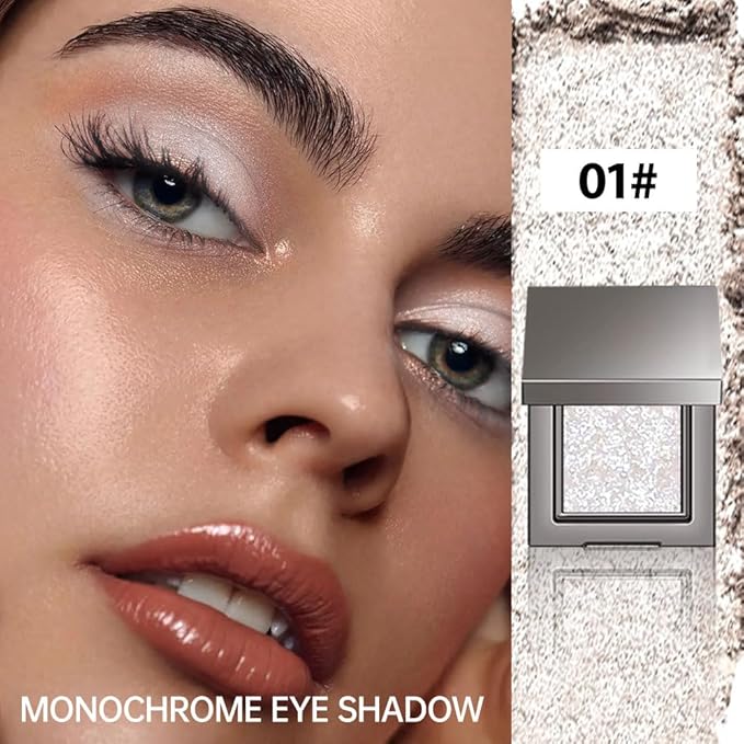 Matte Neutral Single Eye Shadow Palettes Eye Makeup, White Glitter Cream Eyeshadow Palette Makeup, High Pigment Waterproof Nudes Eye Shadow Palettes, For Older Women(01#, Pack of 1)