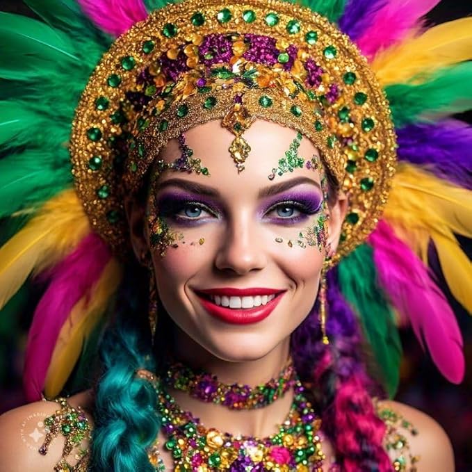 Face Body Glitter Gel,Mardi Gras Outfit for Women and Kids,Sparkly Holographic Party Festival Rave Mardi Gras Accessories for Carnival,Gold Green Purple Chunky Glitter Makeup (2pc Mardi gras)