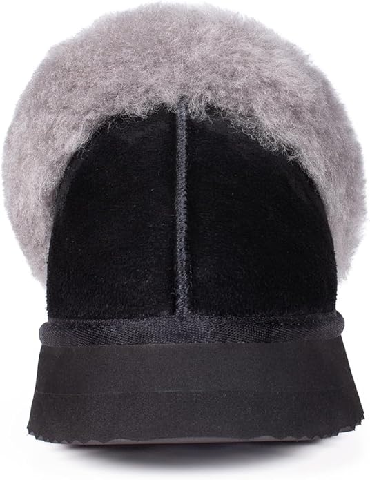 Parfeying Women's Shearling Slippers Genuine Leather with Rubber Sole, Sheepskin Fuzzy Indoor Outdoor Shoes for Home