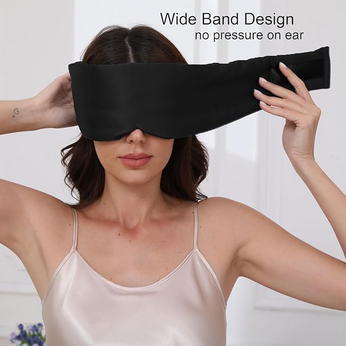 100% Mulberry Silk Sleep Mask for Women & Men Beauty Sleep, Adjustable Blindfold Silk Eye Mask for Sleeping Side Sleepers, Soft Pressure-Free Design for Home, Travel, Office, Napping, Christmas Gift