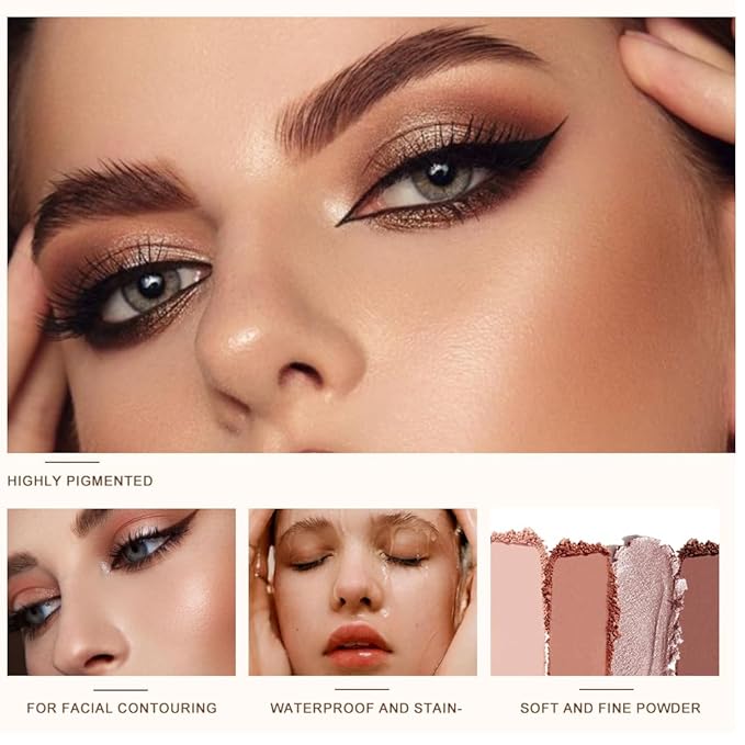 Eyeshadow Palette - 6 Color Neutral Eyeshadow, Nude Pink & Brown, Matte & Shimmer, Highly Pigmented, Blendable, Travel-Friendly Everyday Makeup, 01-3#