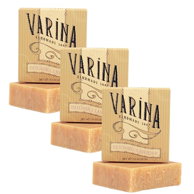 Varina Patchouli Lavender Soap - Gentle Cleansing for Sensitive Skin, Earthy Scents - 3 Pack - Goat Milk Soap