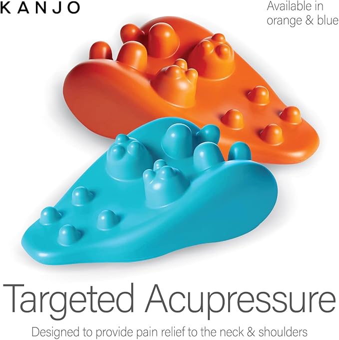 Kanjo Acupressure Neck Pain Relief Pillow | Cervical Traction Device & Acupressure Cushion for Muscle Tension & Relaxation | Helps Relieve Neck & Shoulder Pain | Orange