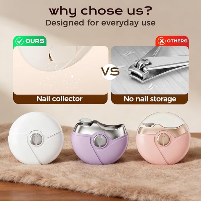 3 in 1 Electric Nail File, Nail Clippers & Trimmer with Nails Scraps Storage and 2 Adjustable Speeds, Quiet Automatic Electric Nail Grinder for Seniors Adult Baby, Nails Supplies (White)