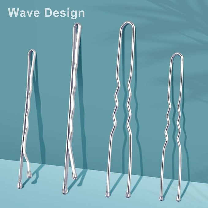 TsMADDTs Hair Pins Kits, 200 pcs Silver Bobby U Shaped Pins for Women Hair Styling, Buns with Plastic Box, 2.4in & in