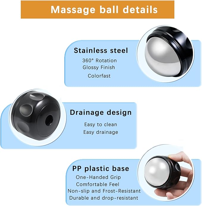 Cold Massage Roller Ball, Tight and Sore Muscles Relief, 6 Hours Cold Therapy Manual Massage Ball, Alleviating Shoulder, Arms, Back, Legs, Calves or Muscle Tension