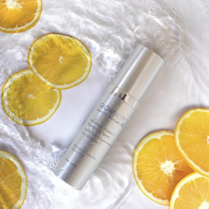 Glowbiotics Advanced Vitamin C Brightening Serum with Probiotics & Hyaluronic Acid – Collagen Boost, Reduces Wrinkles & Dark Spots, Evens Tone – Airless Pump