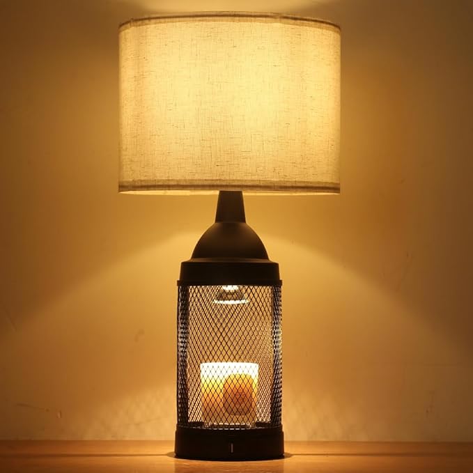 Candle Warmer Lamp for Bedroom,24H Cycle Timer, Dimmable, Dual Charging Port, Wax Melt Warmer with 2 Bulbs,Country Lamps for Bedroom Nightstand with USB&Type-C Ports, Gifts Christmas Birthday