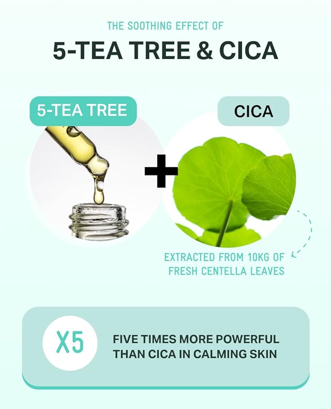 BRING GREEN Tea Tree Cica Soothing Cream Plus 100ml Korean Skin care, calming and soothing, moisturizer for skin, facial cream, trouble care, Blackhead Removing Pore care (Pack of 1)