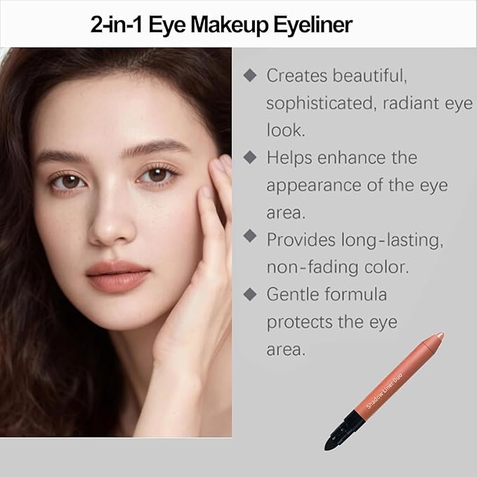 Eyeshadow Stick,2-in-1 Eyeliner & Eye Shadow Stick, Easily Blendable & Buildable, Waterproof, Creamy Easy-Glide, For Effortless Smoky Or Natural Eye Makeup(03+04)