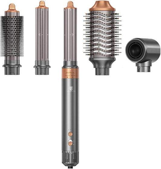 Hot Air Brush Hair Styler, 6 in 1 Hair Dryer Brush Auto Wrap Curlers Frizz-Free Styling Tool for All Hair Types Fast Drying, Curling, Smoothing, Volumizing & Straightening with Negative Ion