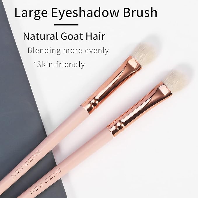 ENZO KEN Natural Goat Hair Eyeshadow Brush, Large Smudge Eye Shadow Brush, Shader Eye Shadow Brushes, Single Natural Hair Makeup Brush, Single Eyeshadow Blending Brush.