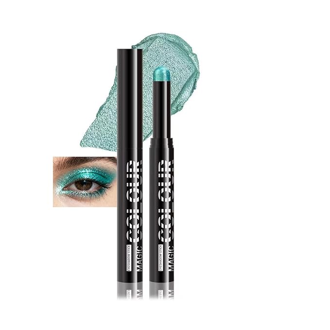 Green Eyeshadow Waterproof Long Wear Green Eyeshadow Stick Highly Pigmented Blendable green Shimmer eyeshadow (24#)