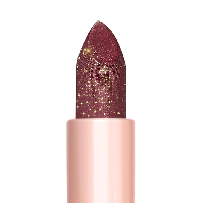 Oulac Shimmer Purple Lipstick for Women, Infinity High Shine Finish, Hydrating Lip Color Infused with Damask Rose Oil for All-Day Comfort, Gluten-Free Vegan Beauty, D05 Wildfire
