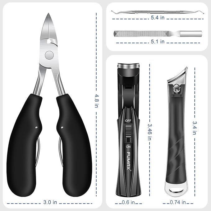 2026 Toenail Clippers for Thick Toenails for Seniors, Angled Large Nail Clippers Set for Men, Heavy Duty Ingrown Toe Nail Clippers with Wide Opening, Long Handle, Ergonomic Head, Gifts for Men & Women