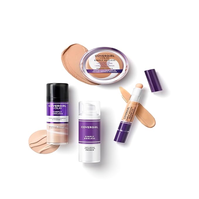 COVERGIRL & Olay Simply Ageless 3-in-1 Liquid Foundation, Matte Finish, Hyaluronic & Vitamin C Formula, 240 Natural Beige, 1 Count